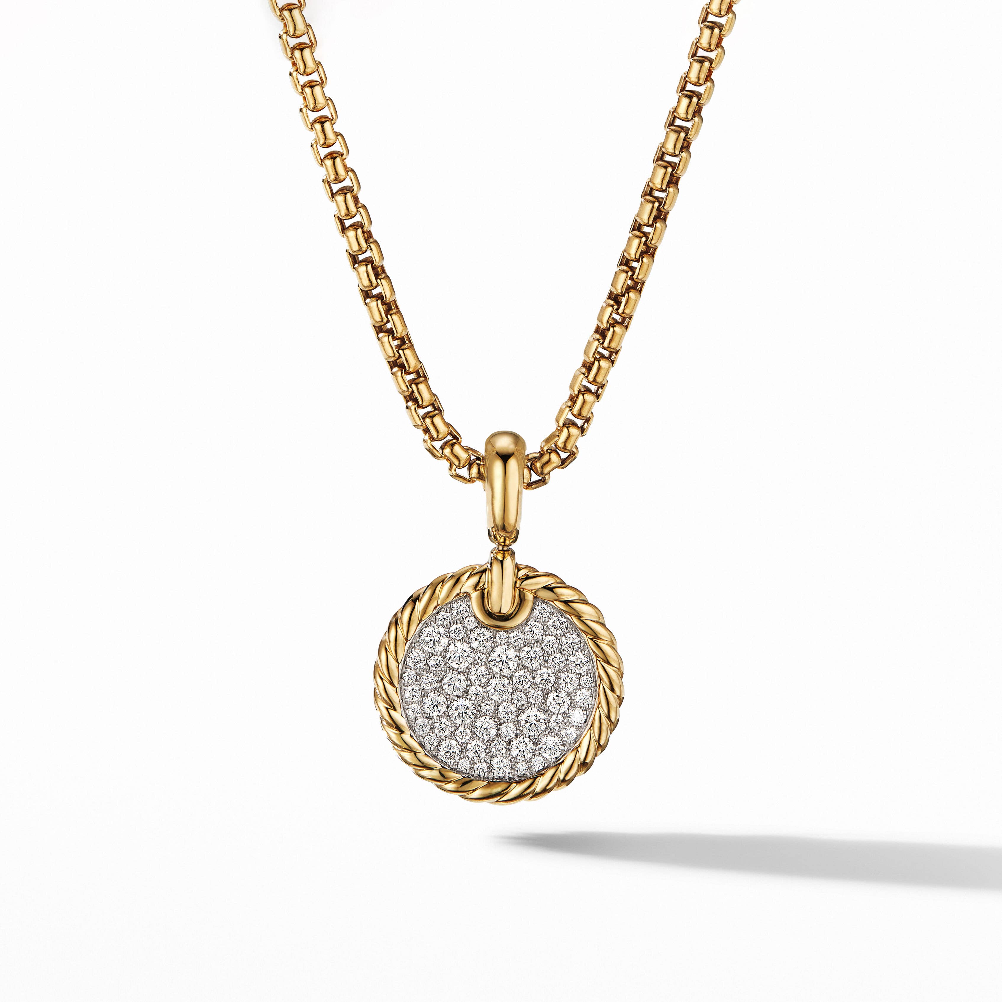 DY Elements® Disc Pendant in 18K Yellow Gold with Pavé Diamonds