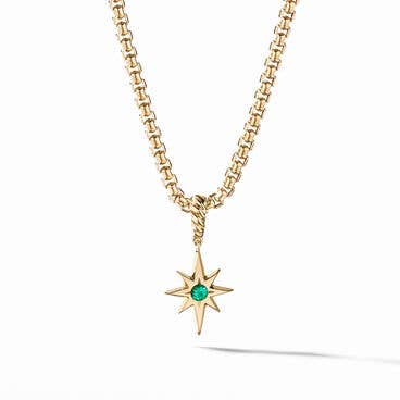 North Star Birthstone Amulet in 18K Yellow Gold with Emerald