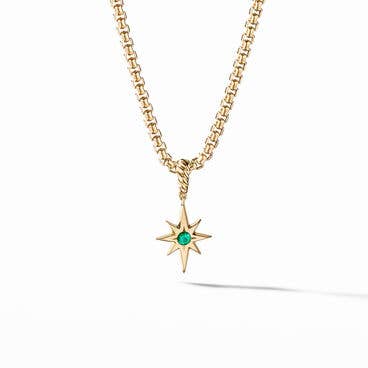 North Star Birthstone Amulet in 18K Yellow Gold with Emerald