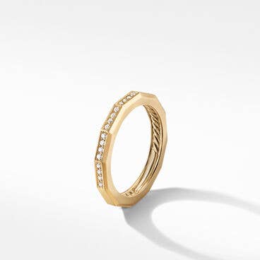 DY Delaunay Faceted Band Ring in 18K Yellow Gold with Diamonds, 2.5mm