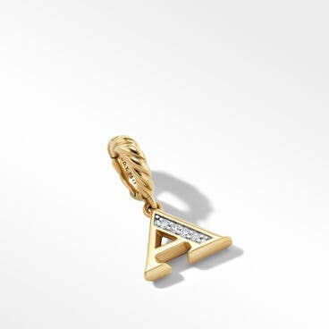 Pavé A Initial Pendant in 18K Yellow Gold with Diamonds