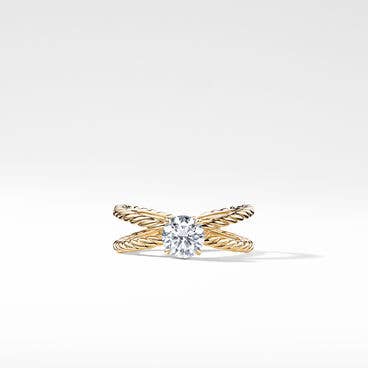 DY Crossover Engagement Ring in 18K Yellow Gold, Round
