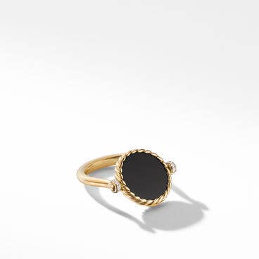 DY Elements® Swivel Ring in 18K Yellow Gold with Black Onyx Reversible to Mother of Pearl and Pavé Diamonds