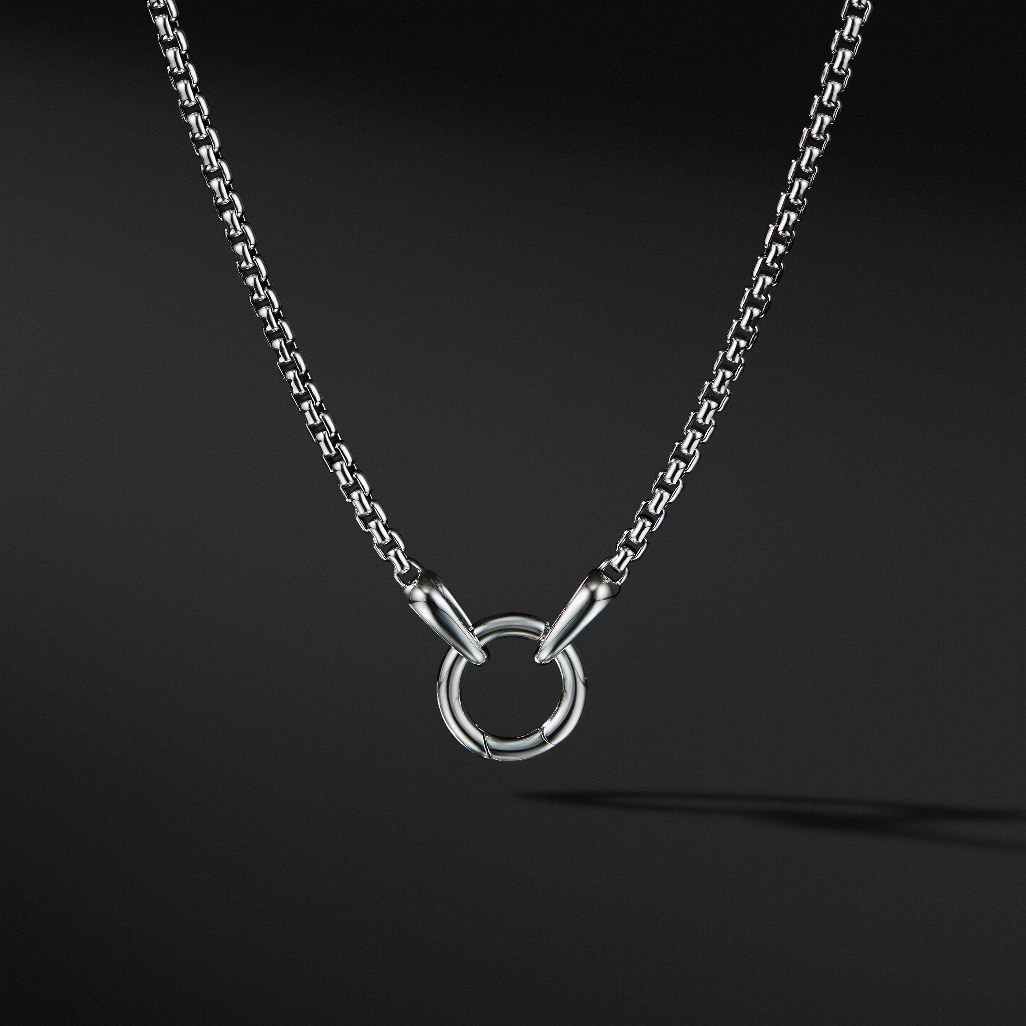 Smooth Amulet Box Chain Necklace in Sterling Silver, 2.7mm
