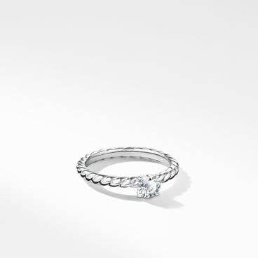 DY Cable Petite Engagement Ring in Platinum, Round
