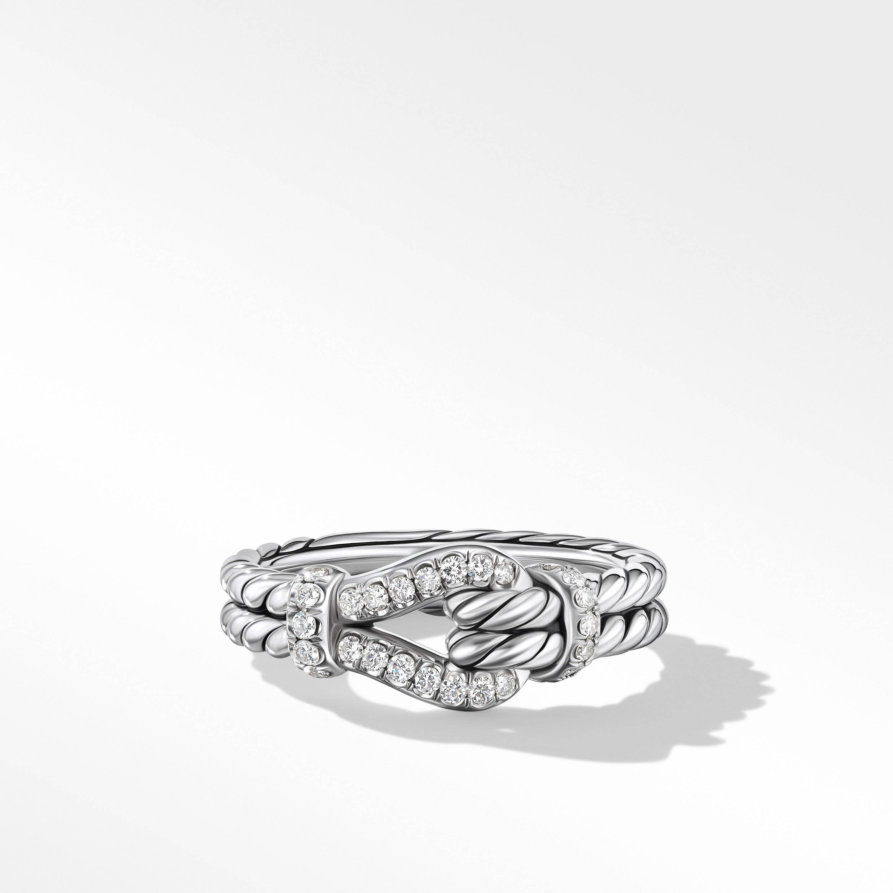 Thoroughbred Loop Ring in Sterling Silver with Pavé Diamonds