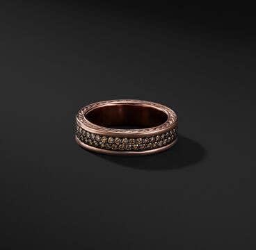 Streamline® Two Row Band Ring in 18K Rose Gold with Pavé Cognac Diamonds