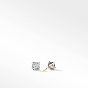 Petite Chatelaine® Stud Earrings in Sterling Silver with Full Pavé Diamonds