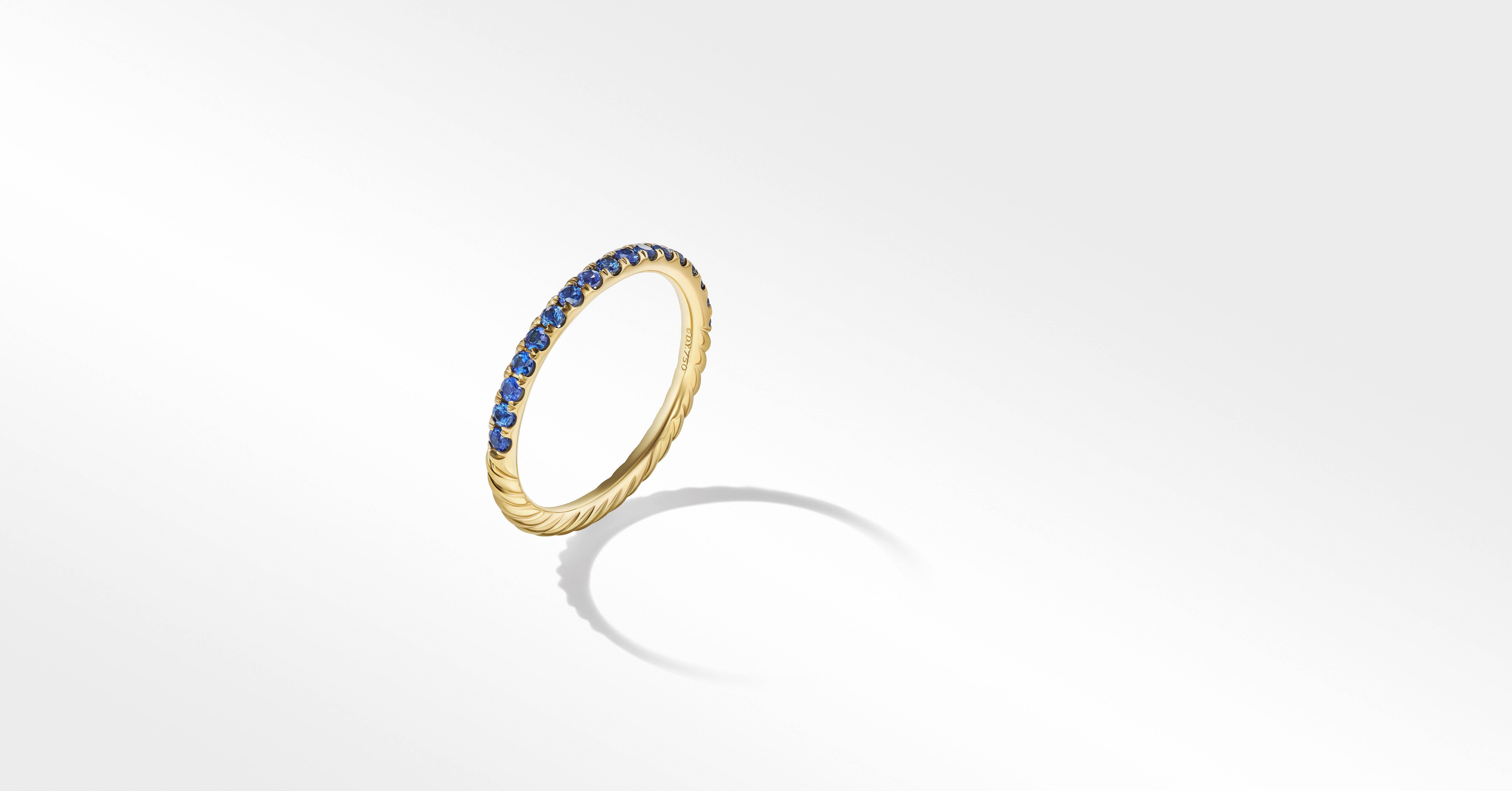 Cable Collectibles® Stack Ring in 18K Yellow Gold with Pavé Blue Sapphires