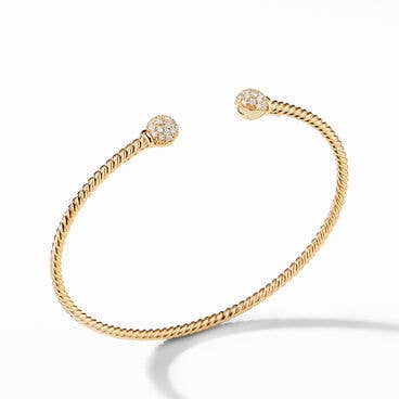 Petite Solari Bead Bracelet in 18K Yellow Gold with Pavé Diamonds
