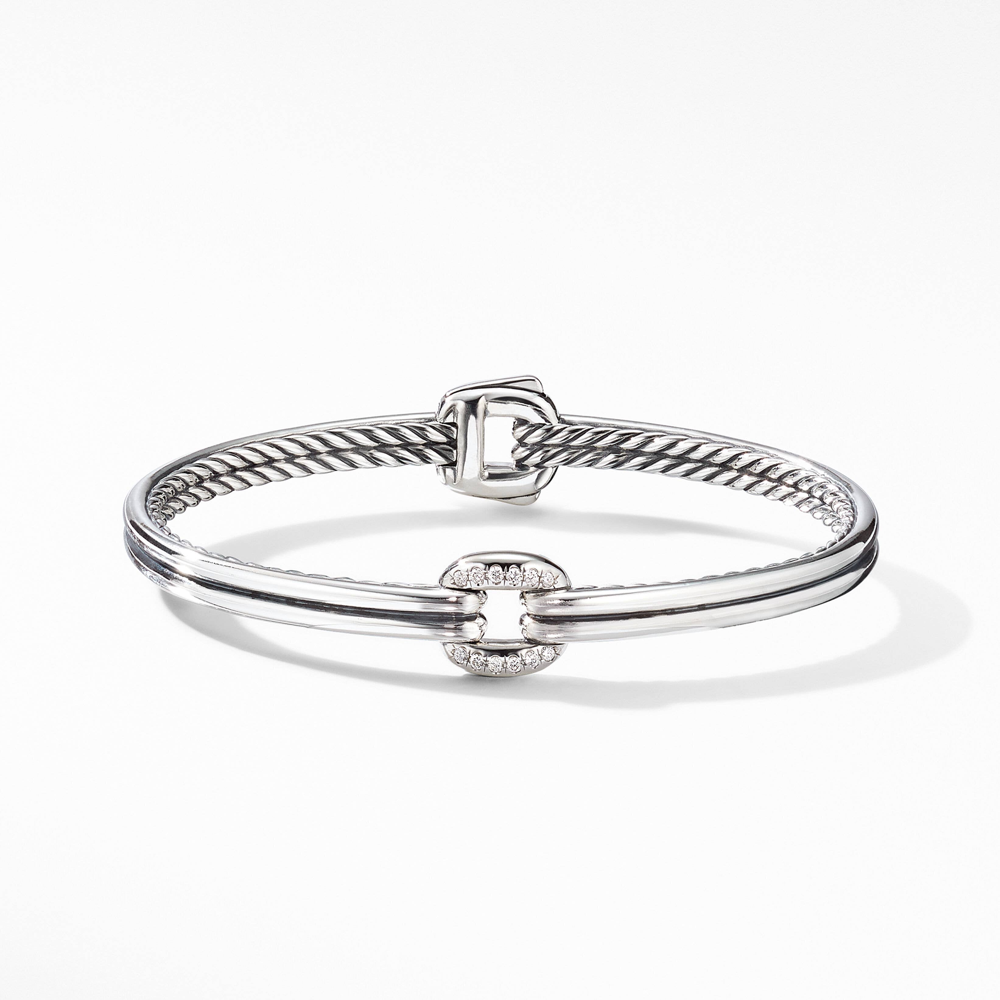 Thoroughbred Center Link Bracelet in Sterling Silver with Pavé Diamonds