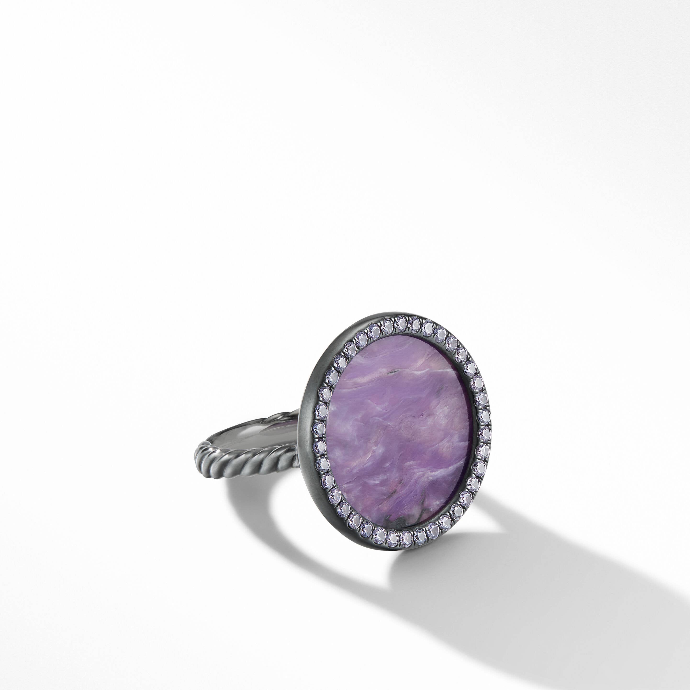 DY Elements® Ring in Blackened Silver with Chariote and Pavé Purple Sapphires