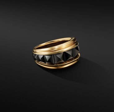 Pyramid Signet Ring with Black Titanium and 18K Yellow Gold