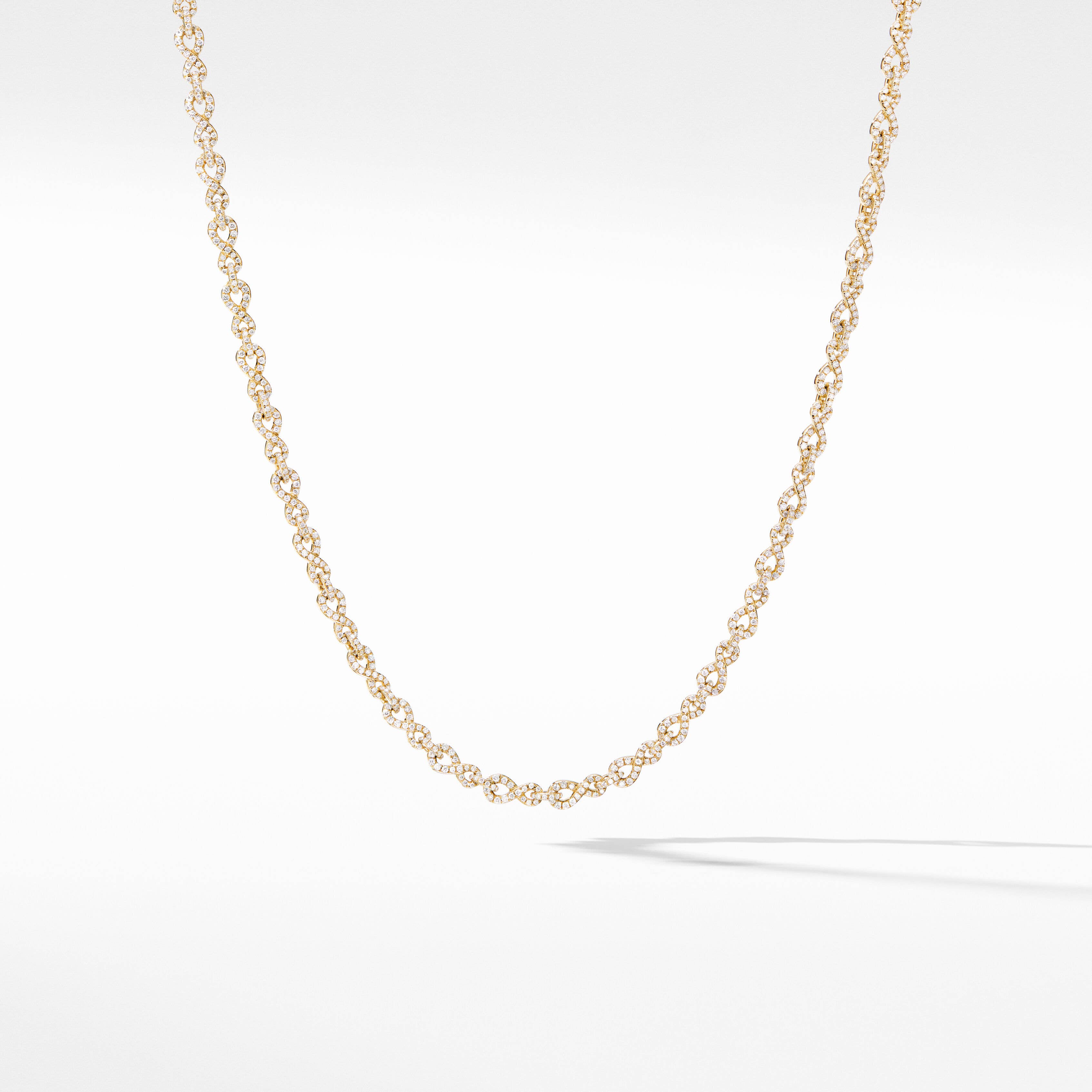 Pavé Infinity Twist Chain Necklace in Yellow Gold with Diamonds