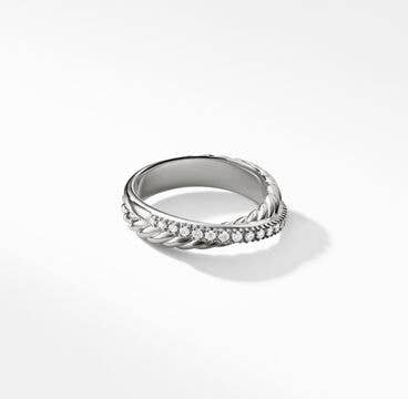 Crossover Band Ring with Pavé Diamonds