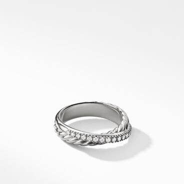 Crossover Band Ring with Diamonds, 5.3mm