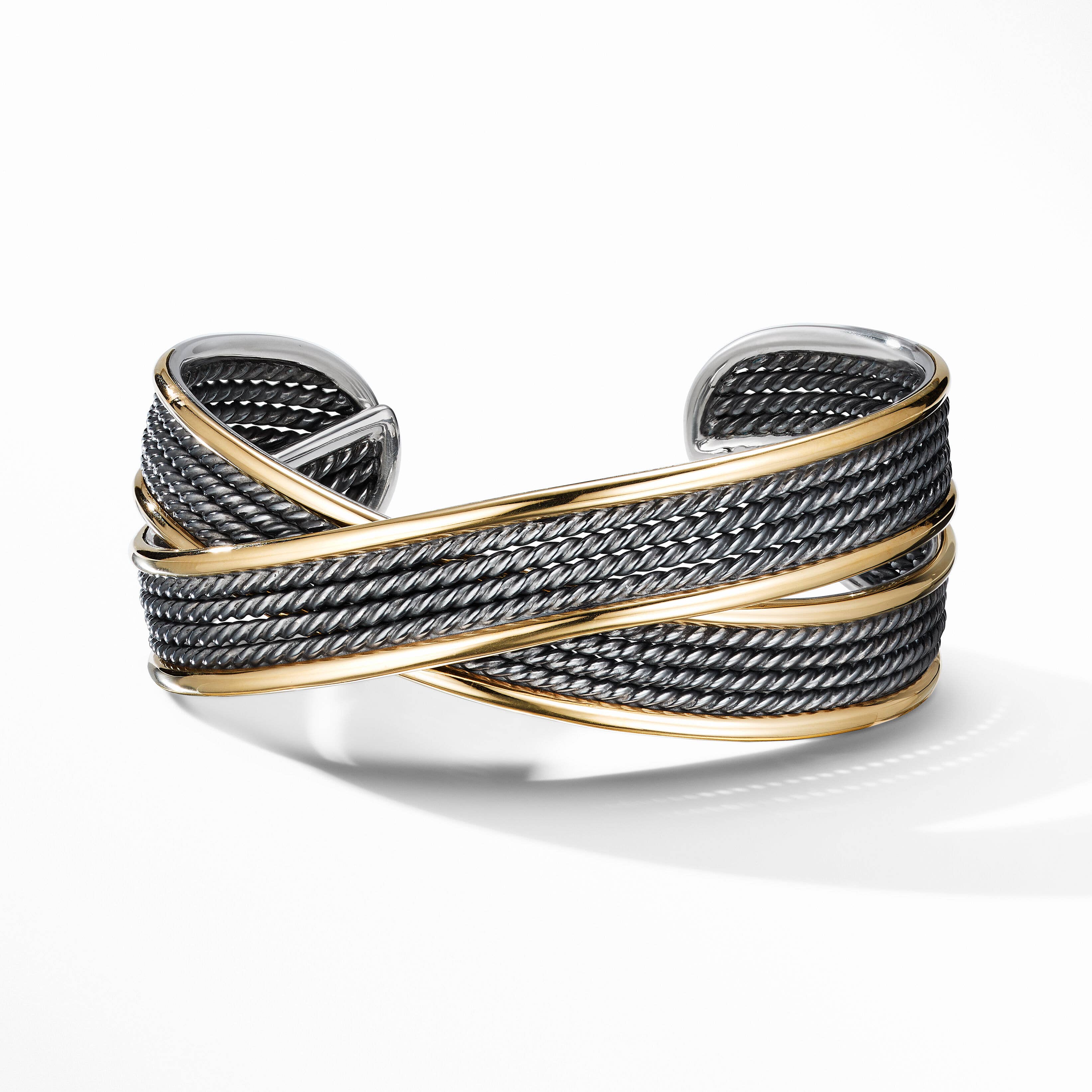 DY Origami Cuff Bracelet in Blackened Silver with 18K Yellow Gold