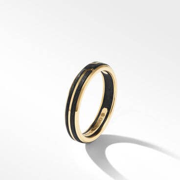 Forged Carbon Band Ring in 18K Yellow Gold