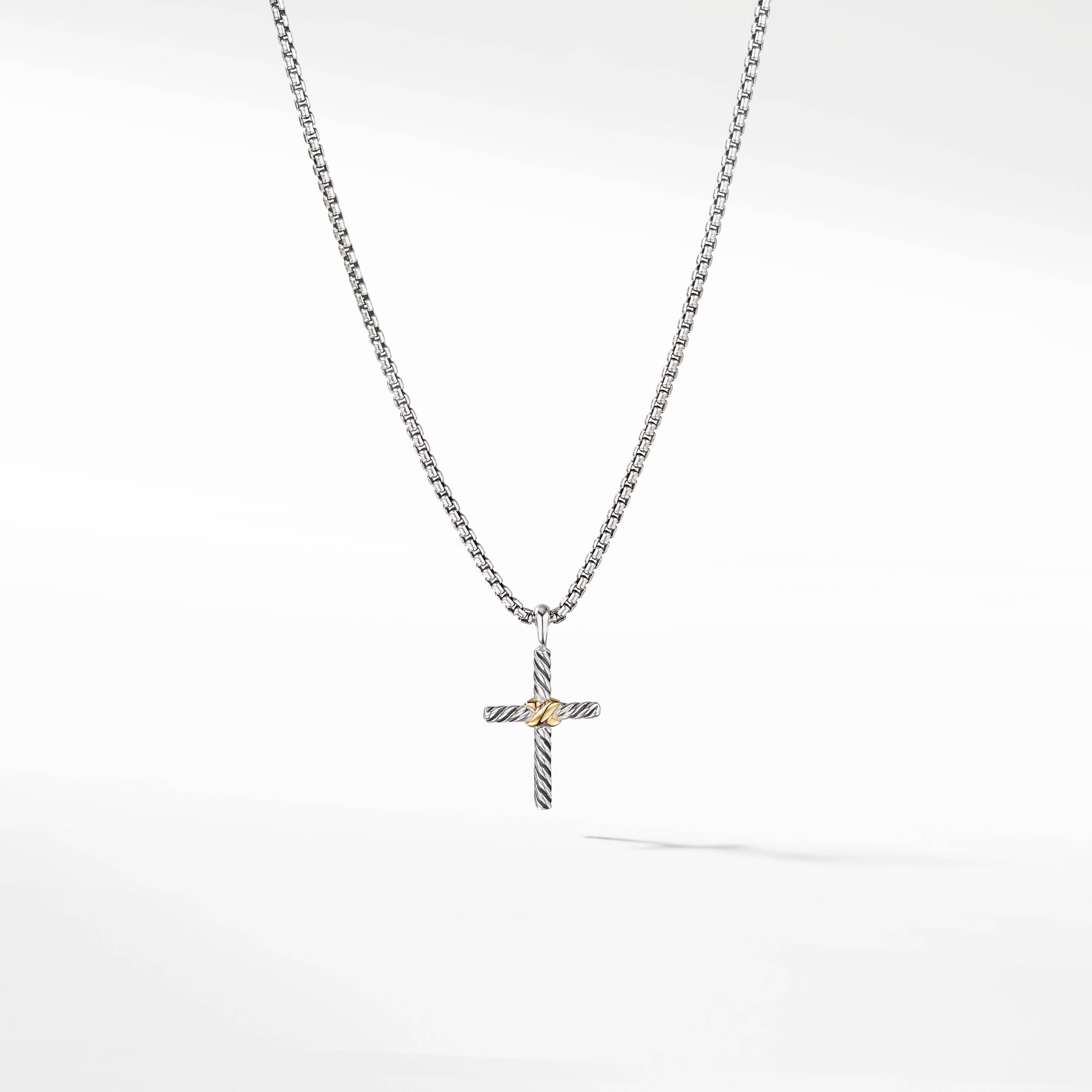 Petite X Cross Necklace with 14K Yellow Gold
