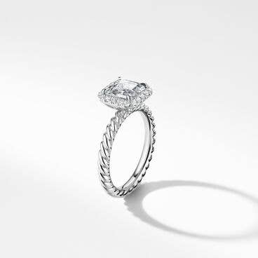 DY Cable Halo Engagement Ring in Platinum, Asscher