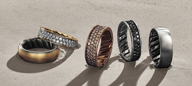Five David Yurman wedding band rings.