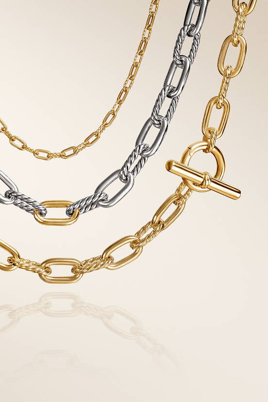 Three David Yurman chain necklaces.