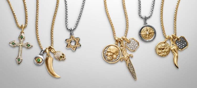 David Yurman amulets and pendants for men.