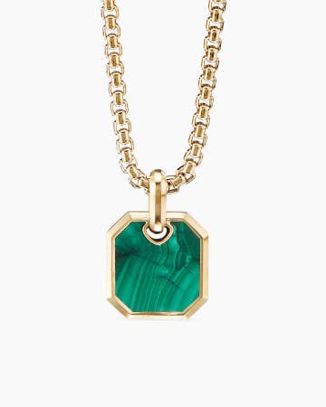 Roman Amulet in 18K Yellow Gold with Malachite, 15mm 