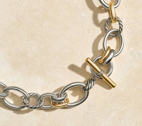 David Yurman Sculpted Cable necklaces and bracelets.