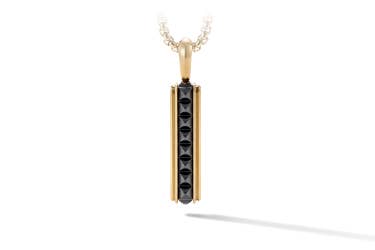 Shop Pyramid ingot tag in black titanium with yellow gold.