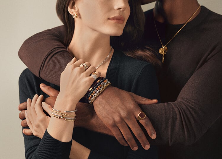 A couple wearing David Yurman jewelry.