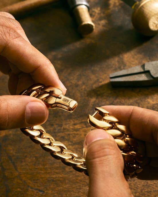David Yurman's Curb Chain bracelet in gold.
