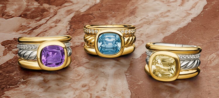 Three David Yurman mercer rings.