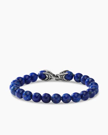 Spiritual Beads Bracelet in Sterling Silver with Lapis, 8mm