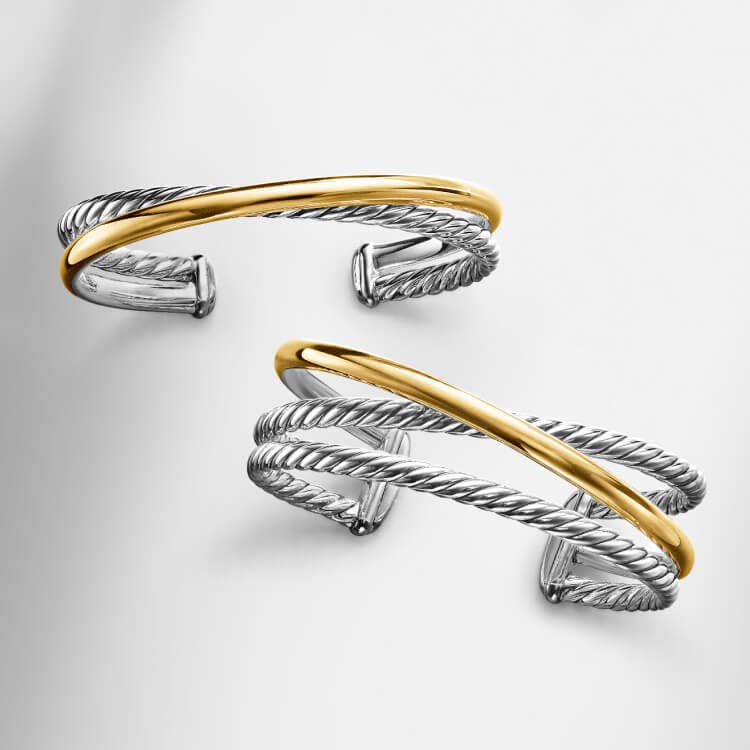 Two David Yurman Crossover bracelets.