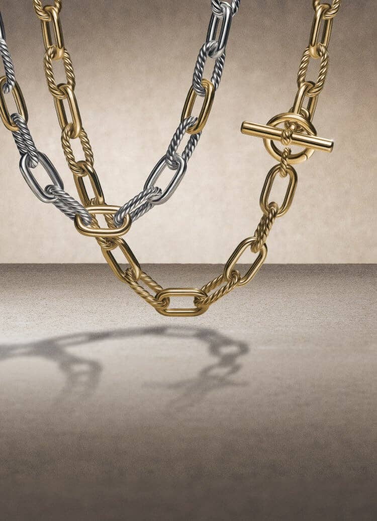 Two David Yurman Madison chain necklaces.