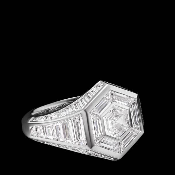 Shop Deco Hex Signet Ring in Platinum.