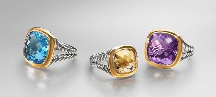Three David Yurman Albion rings for women.