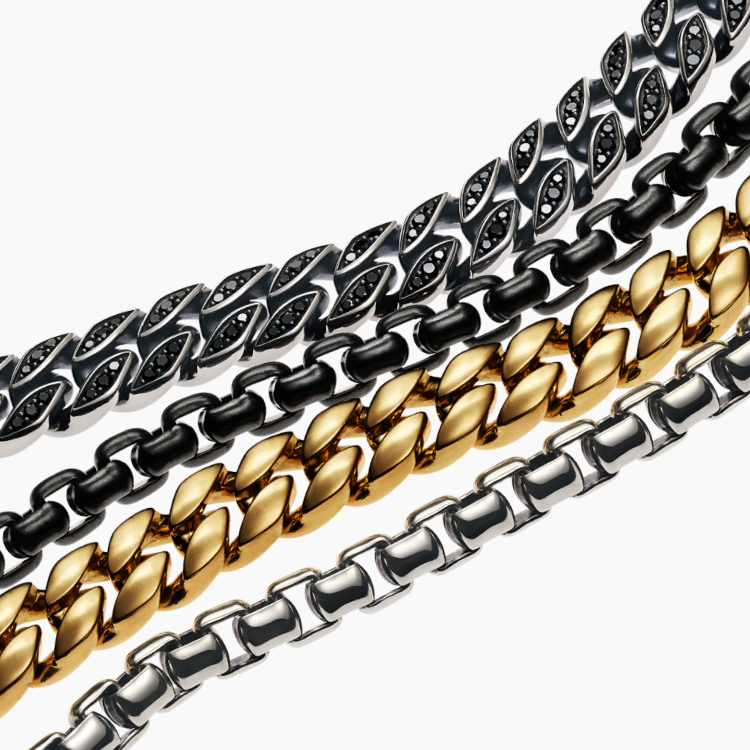 An image of four David Yurman chains.