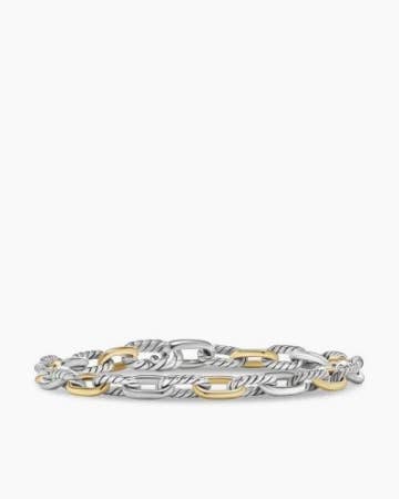 Bracelet chaîne DY Madison en argent massif avec or jaune 18 carats, 5,5 mm
