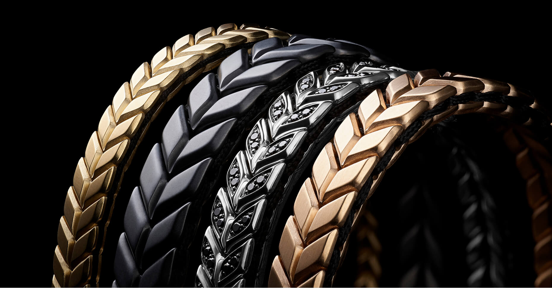 Four David Yurman Chevron bracelets.