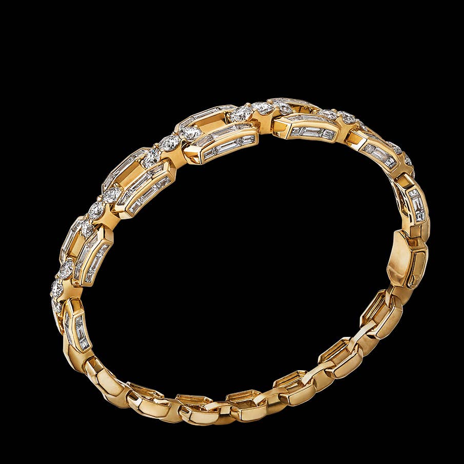 Stax Bangle Bracelet in Yellow Gold with Diamonds