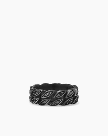 Curb Chain Band Ring in Black Titanium, 8mm