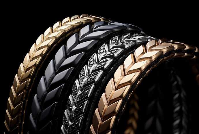 Four David Yurman Chevron bracelets.