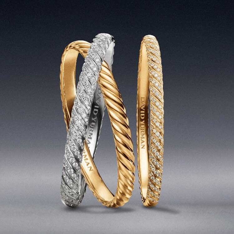 Trois bracelets Sculpted Cable David&nbsp;Yurman.