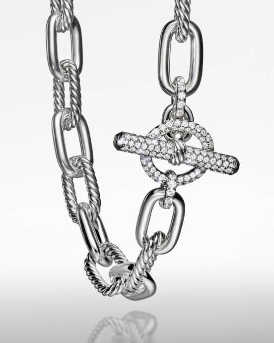 David Yurman Madison toggle necklace in Silver with Diamonds.