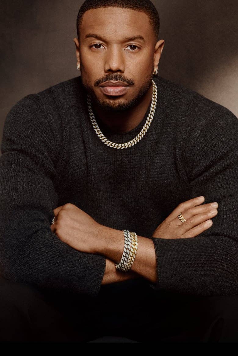 Michael B. Jordan wearing David Yurman Curb Chain Collection.
