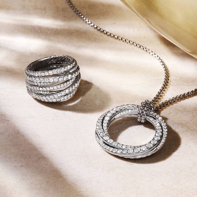 David Yurman Crossover ring and necklace