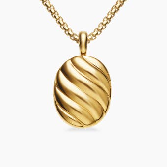 Sculpted Cable Locket in 18K Yellow Gold, 32mm 