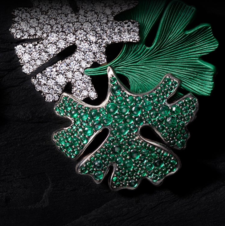 David Yurman high jewelry with green jewels and diamonds.